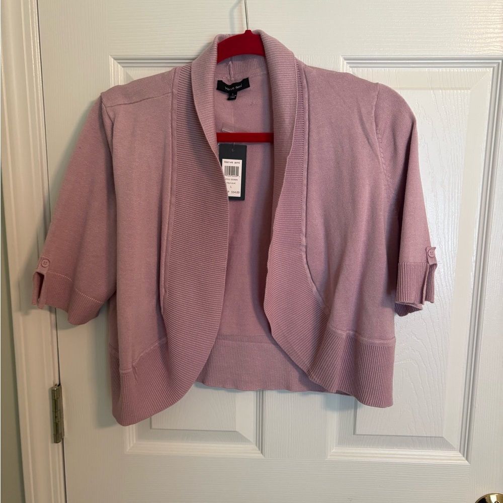 Women's Lilac/purple Cropped Cardigan Sweater